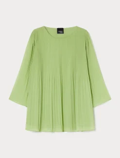 Sale Marina Rinaldi Pleated georgette blouse OLIVEGREEN