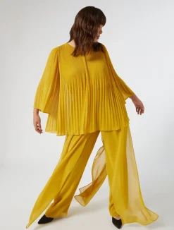 Clearance Marina Rinaldi Pleated georgette blouse GOLD