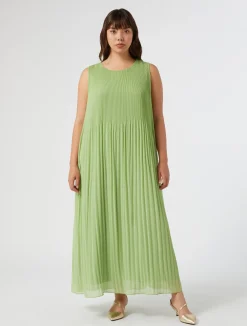 Hot Marina Rinaldi Pleated georgette dress OLIVEGREEN