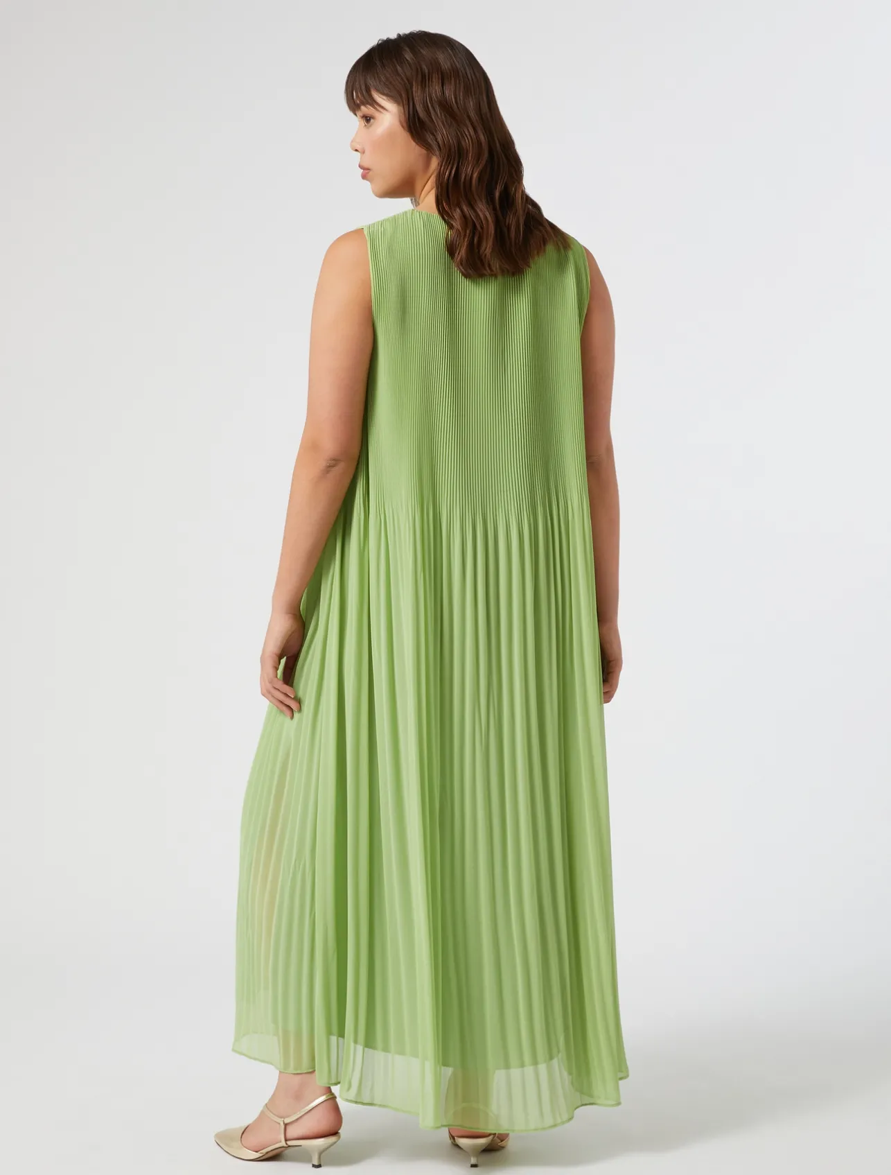 Hot Marina Rinaldi Pleated georgette dress OLIVEGREEN