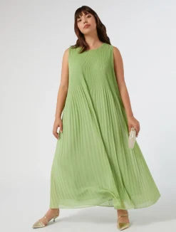 Hot Marina Rinaldi Pleated georgette dress OLIVEGREEN