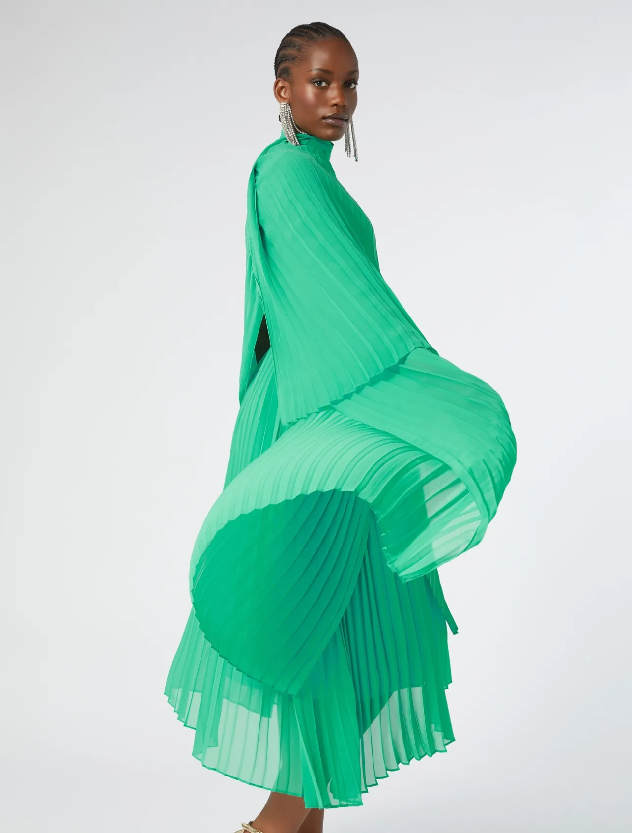 Outlet Marina Rinaldi Pleated georgette stole PASTELGREEN