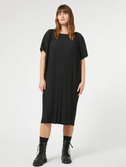 Clearance Marina Rinaldi Pleated jersey dress BLACK