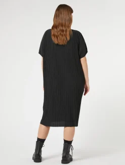 Clearance Marina Rinaldi Pleated jersey dress BLACK