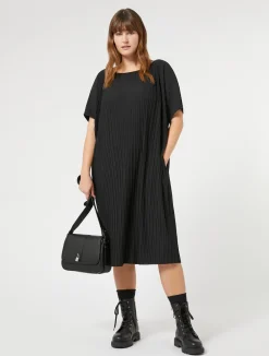 Clearance Marina Rinaldi Pleated jersey dress BLACK