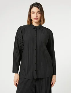 Outlet Marina Rinaldi Pleated jersey shirt BLACK