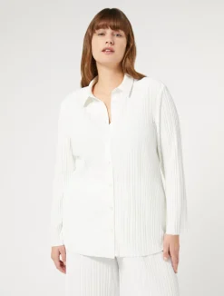 Clearance Marina Rinaldi Pleated jersey shirt WHITE