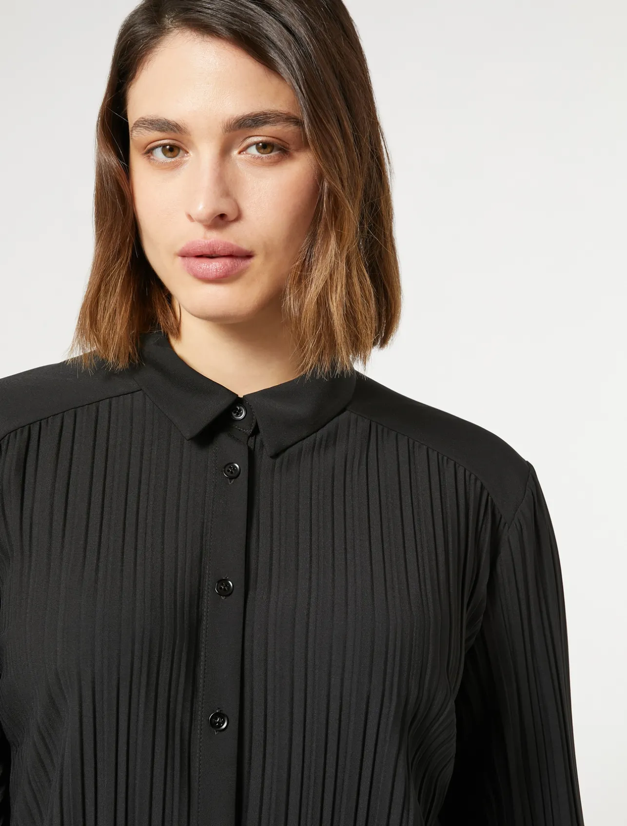 Outlet Marina Rinaldi Pleated jersey shirt BLACK