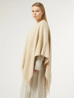 Fashion Marina Rinaldi Poncho in yarn-dyed fabric BEIGE