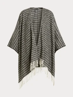 New Marina Rinaldi Poncho in yarn-dyed fabric BLACKWHITE