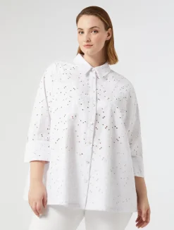 Best Marina Rinaldi Poplin broderie anglaise shirt WHITE
