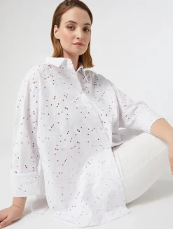Best Marina Rinaldi Poplin broderie anglaise shirt WHITE