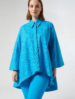 Best Marina Rinaldi Poplin broderie anglaise shirt TURQUOISE