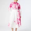 Outlet Marina Rinaldi Poplin print dress OPTICALWHITE