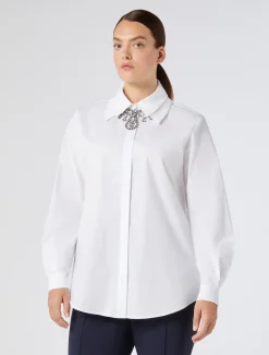 Clearance Marina Rinaldi Poplin shirt with removable collar OPTICALWHITE