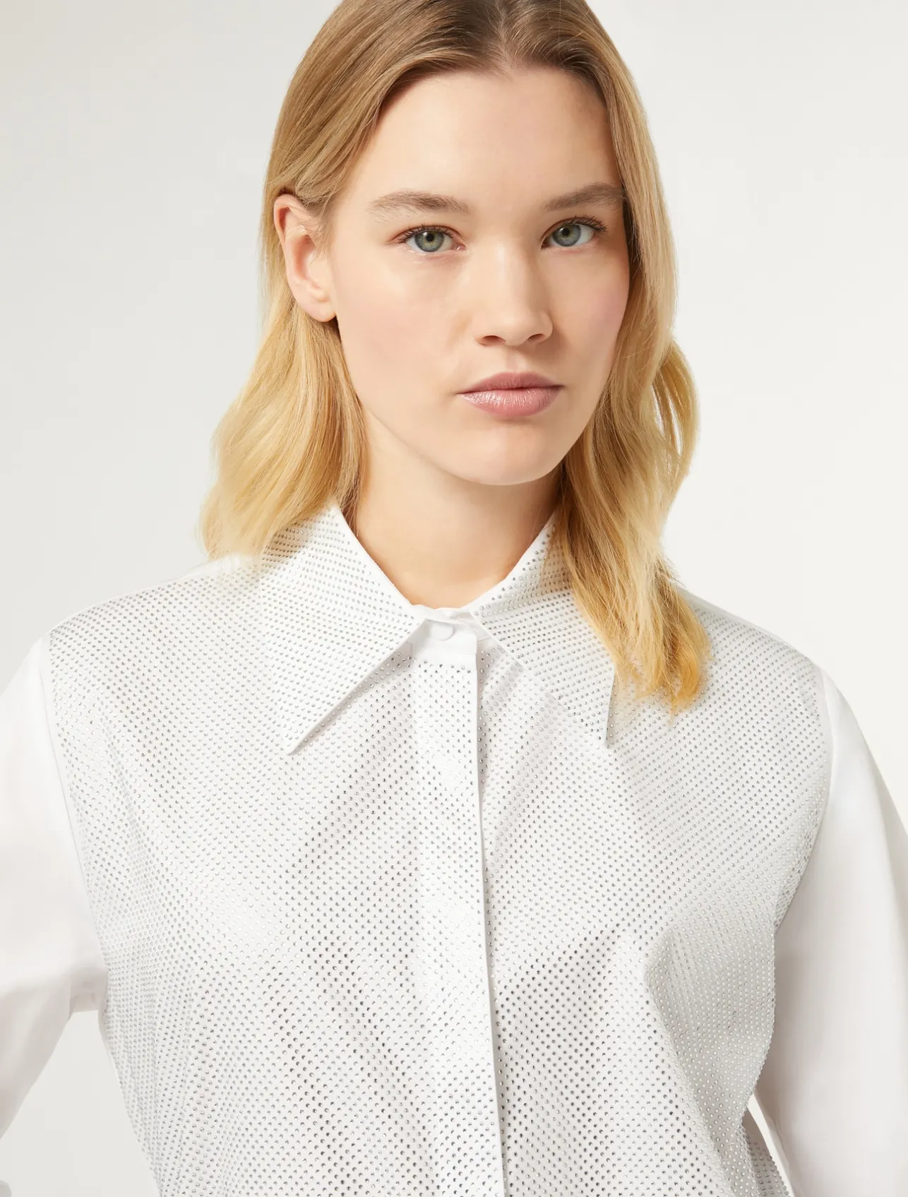 Hot Marina Rinaldi Poplin shirt with rhinestones OPTICALWHITE