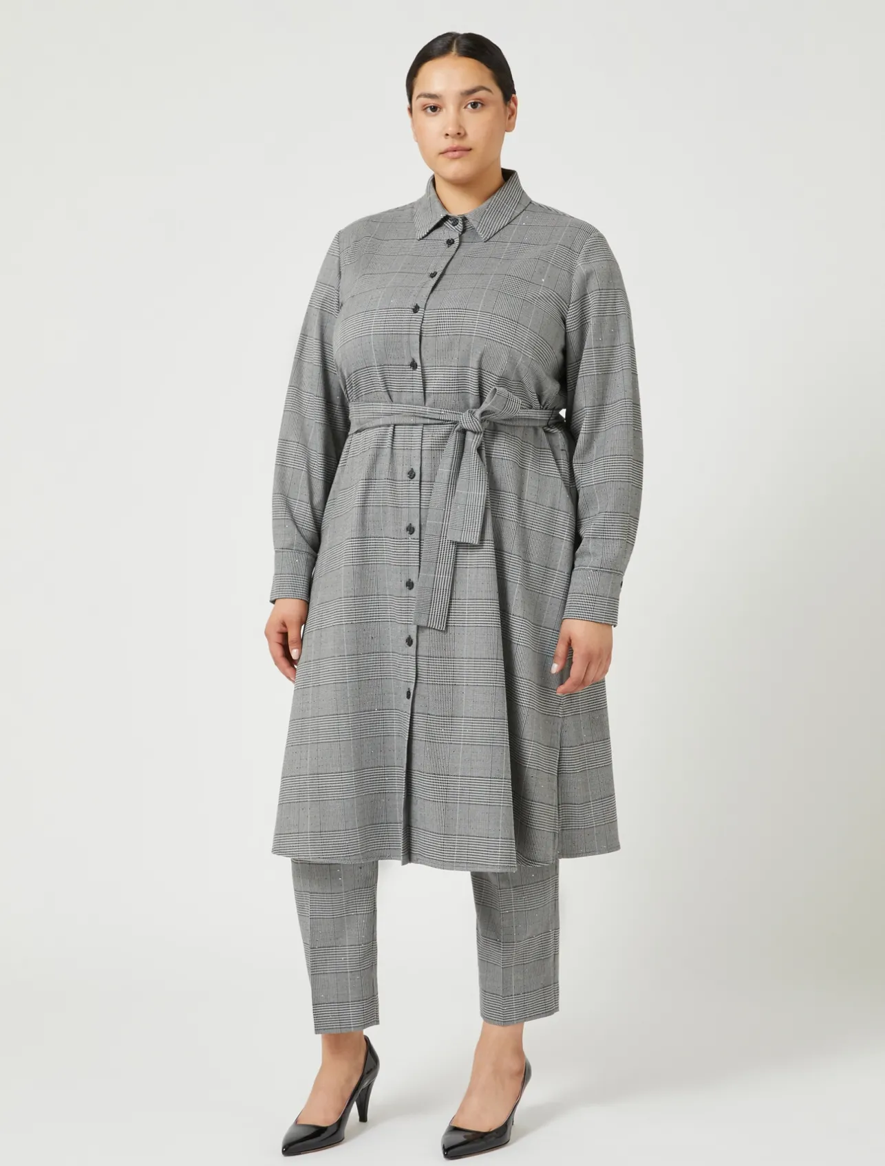 Hot Marina Rinaldi Prince of Wales check dress BLACK