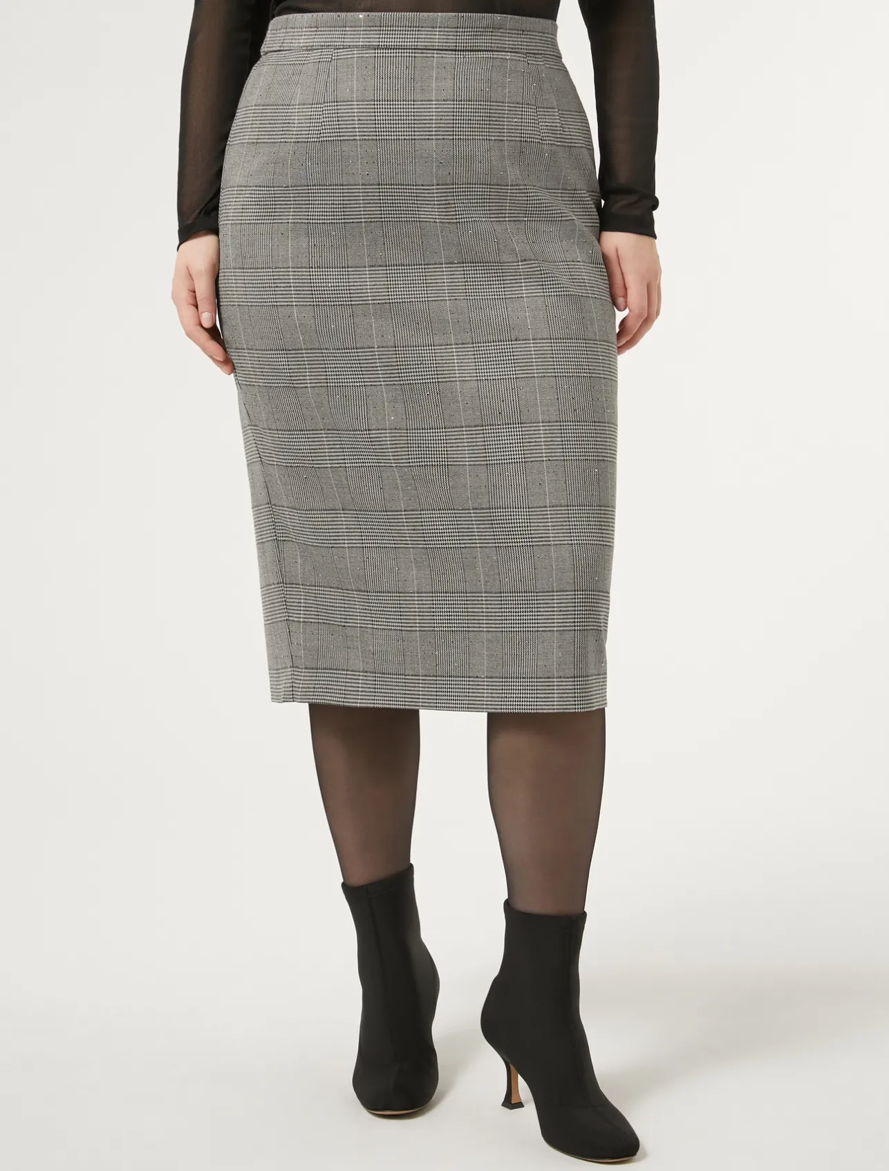 Clearance Marina Rinaldi Prince of Wales check skirt BLACK