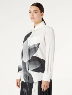 Outlet Marina Rinaldi Print-adorned poplin shirt WHITE