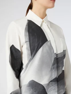 Outlet Marina Rinaldi Print-adorned poplin shirt WHITE