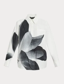 Outlet Marina Rinaldi Print-adorned poplin shirt WHITE