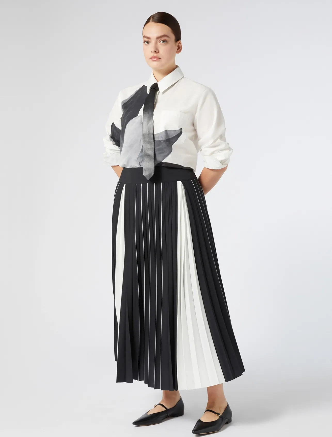 Outlet Marina Rinaldi Print-adorned poplin shirt WHITE