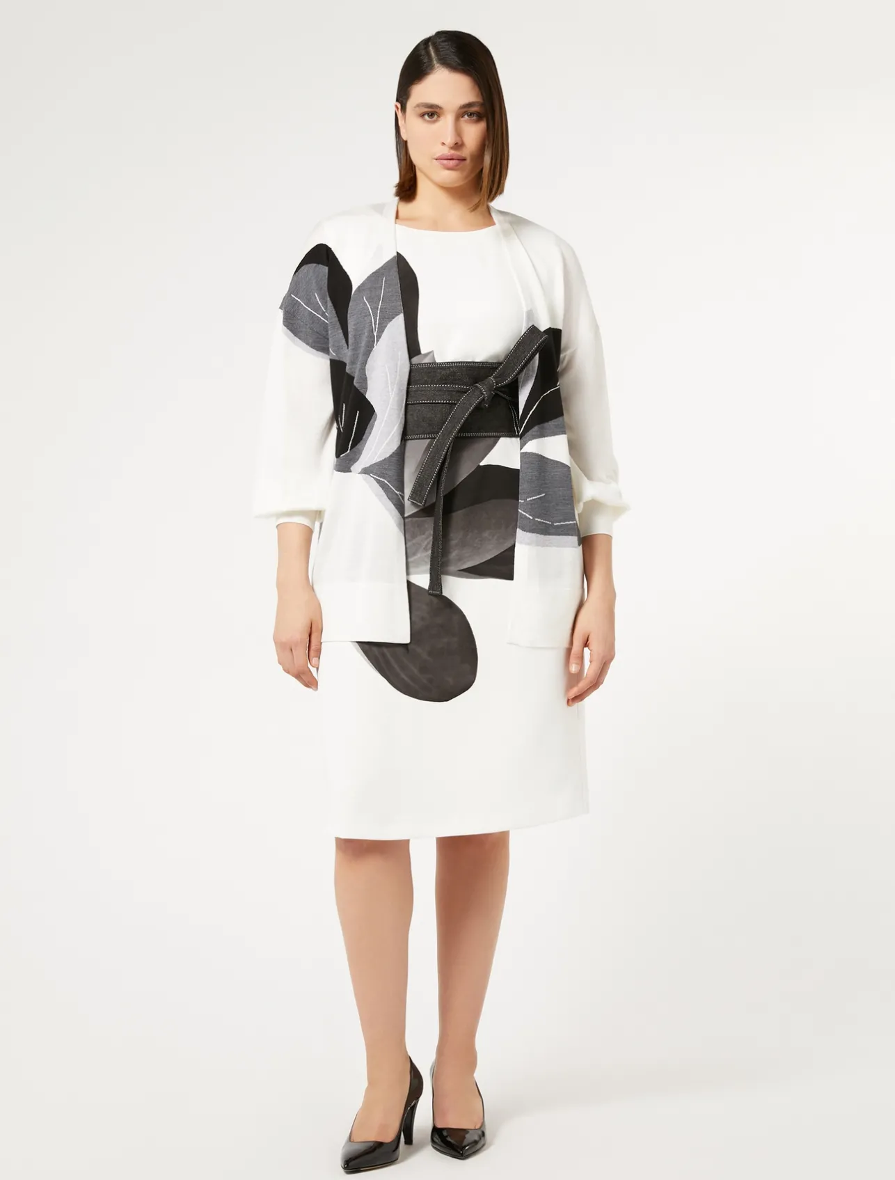 Fashion Marina Rinaldi Printed cady dress WHITE
