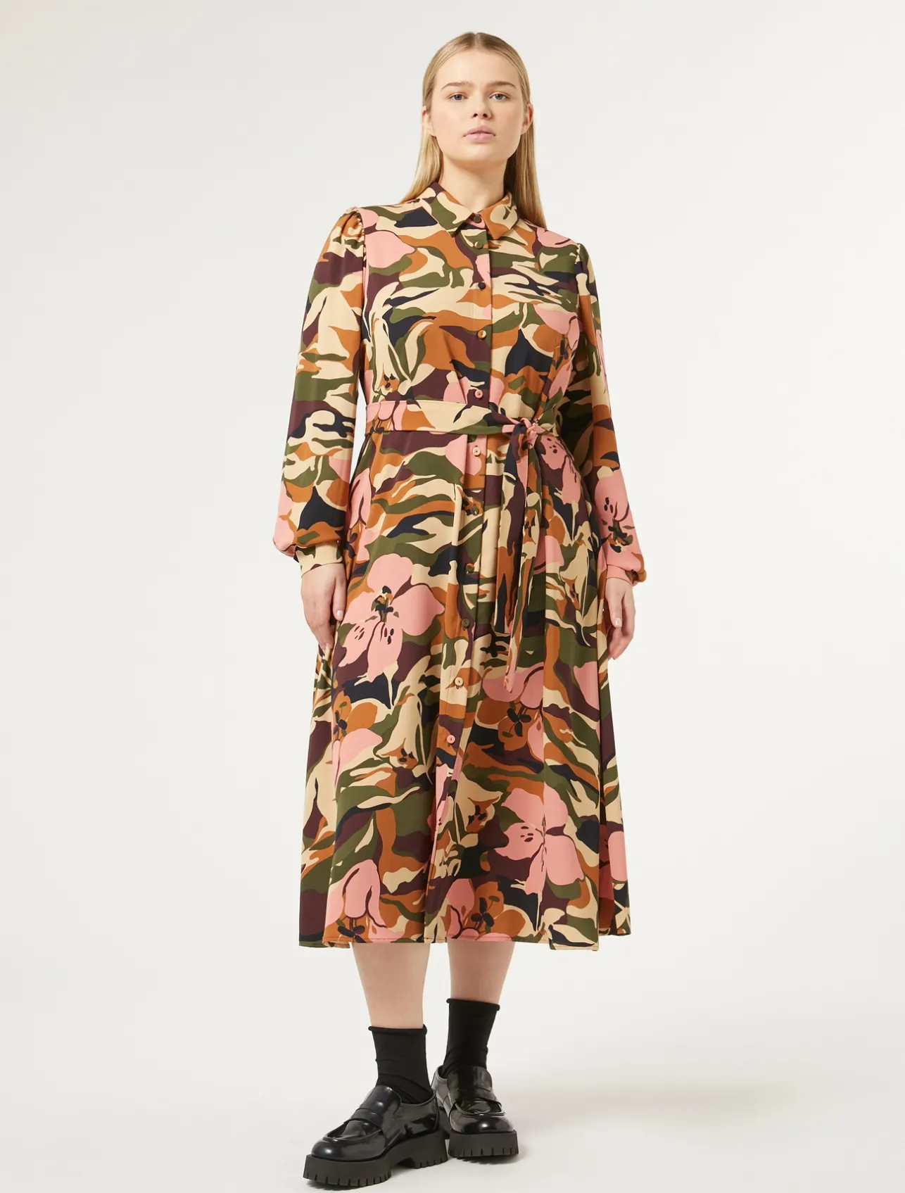 Online Marina Rinaldi Printed cady shirt dress MIDNIGHTBLUE