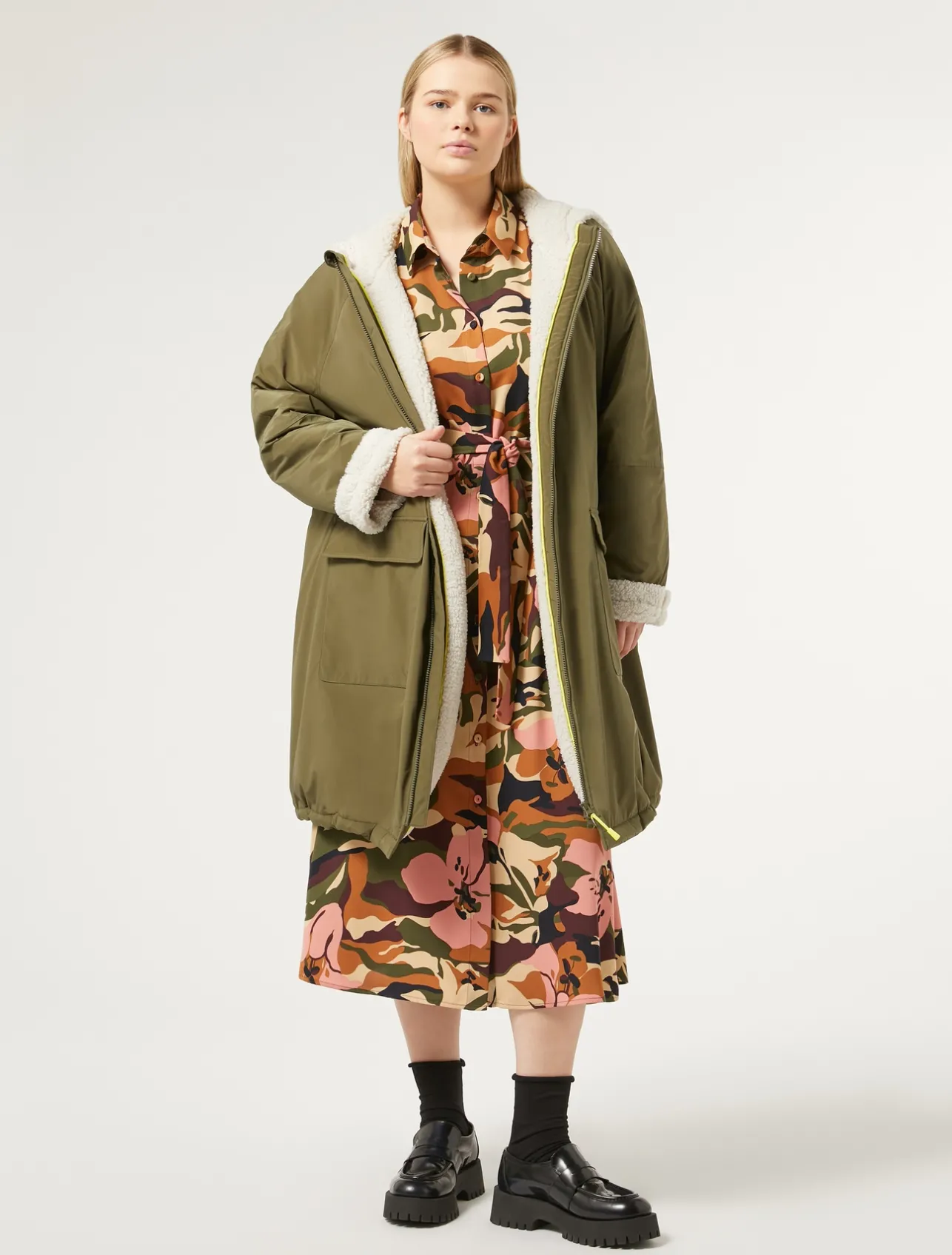 Online Marina Rinaldi Printed cady shirt dress MIDNIGHTBLUE