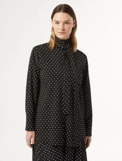 Sale Marina Rinaldi Printed crêpe de chine shirt BLACK