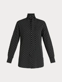 Sale Marina Rinaldi Printed crêpe de chine shirt BLACK