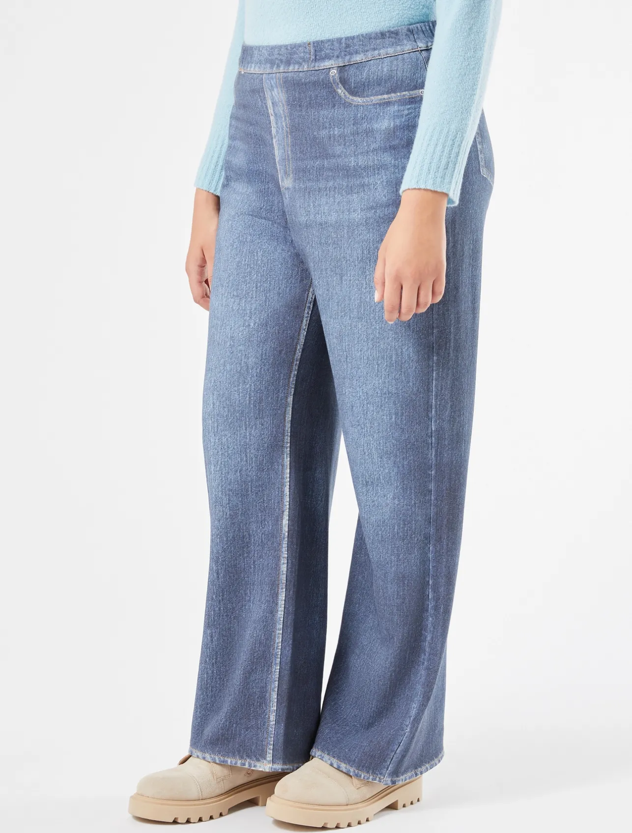 Outlet Marina Rinaldi Printed fleece trousers CORNFLOWERBLUE