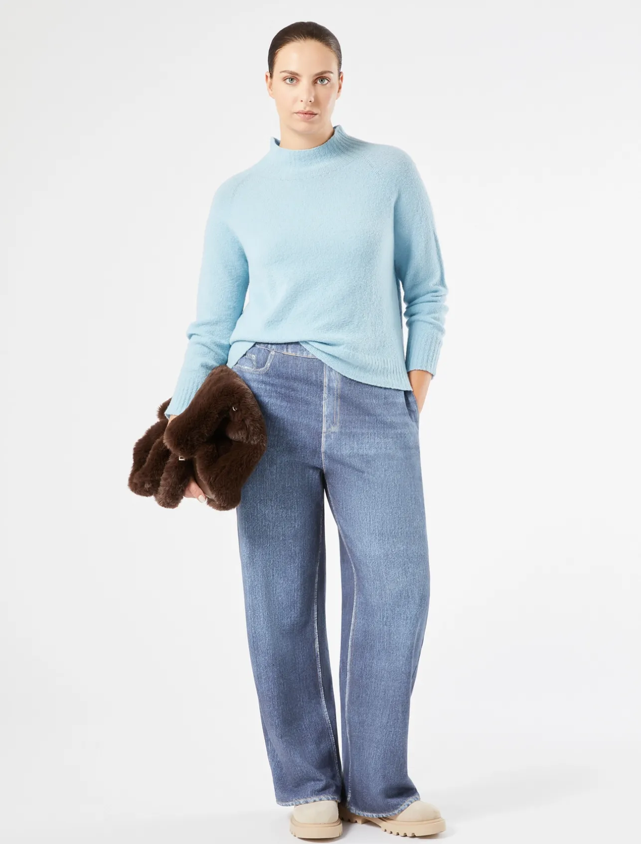Outlet Marina Rinaldi Printed fleece trousers CORNFLOWERBLUE