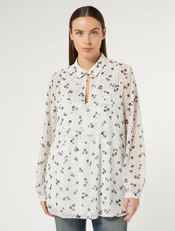 Sale Marina Rinaldi Printed georgette blouse WHITE