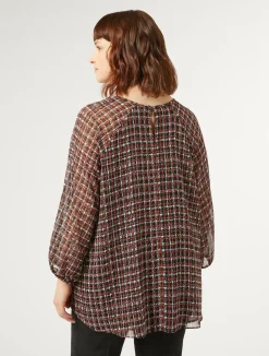 New Marina Rinaldi Printed georgette blouse BLACK