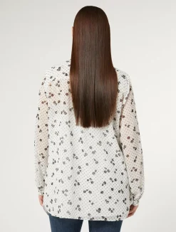 Sale Marina Rinaldi Printed georgette blouse WHITE