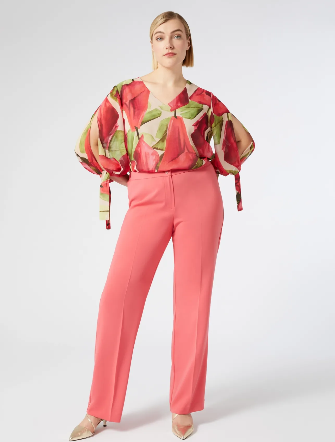 Sale Marina Rinaldi Printed georgette blouse PINK