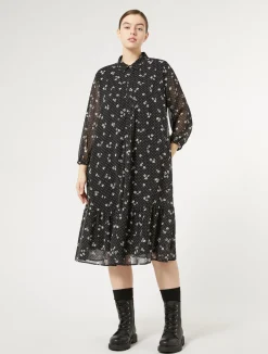 Outlet Marina Rinaldi Printed georgette dress BLACK
