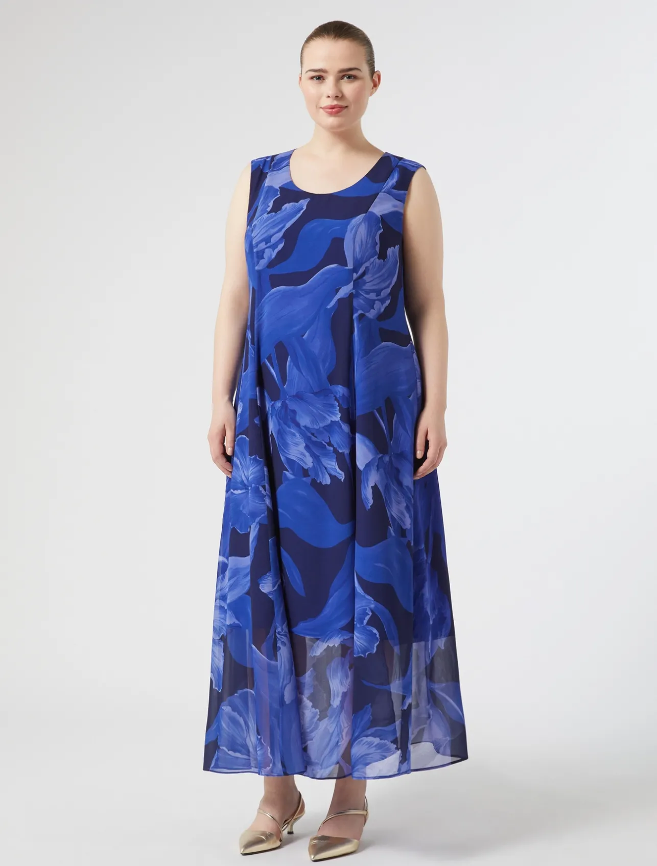 New Marina Rinaldi Printed georgette dress MIDNIGHTBLUE
