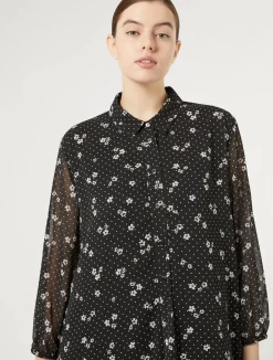 Outlet Marina Rinaldi Printed georgette dress BLACK