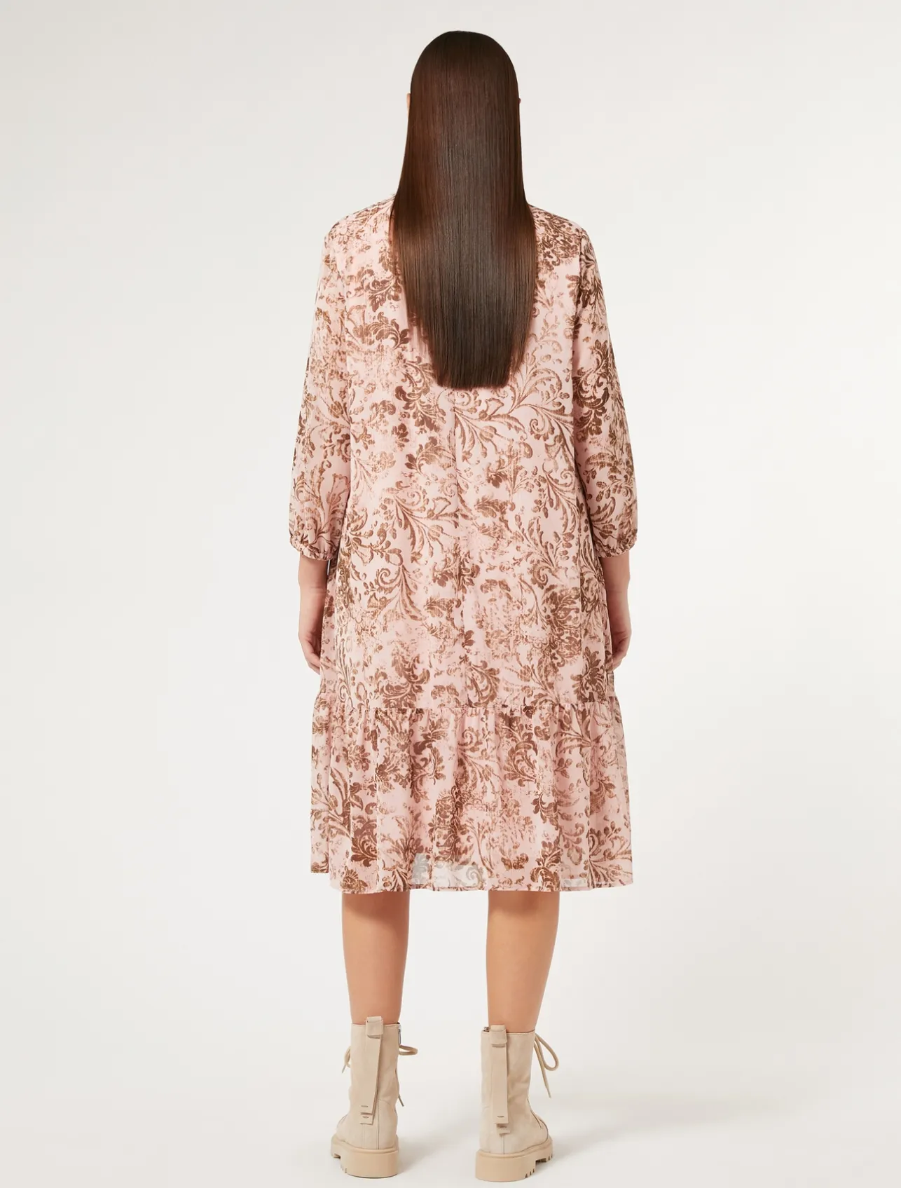 New Marina Rinaldi Printed georgette dress ANTIQUEROSE