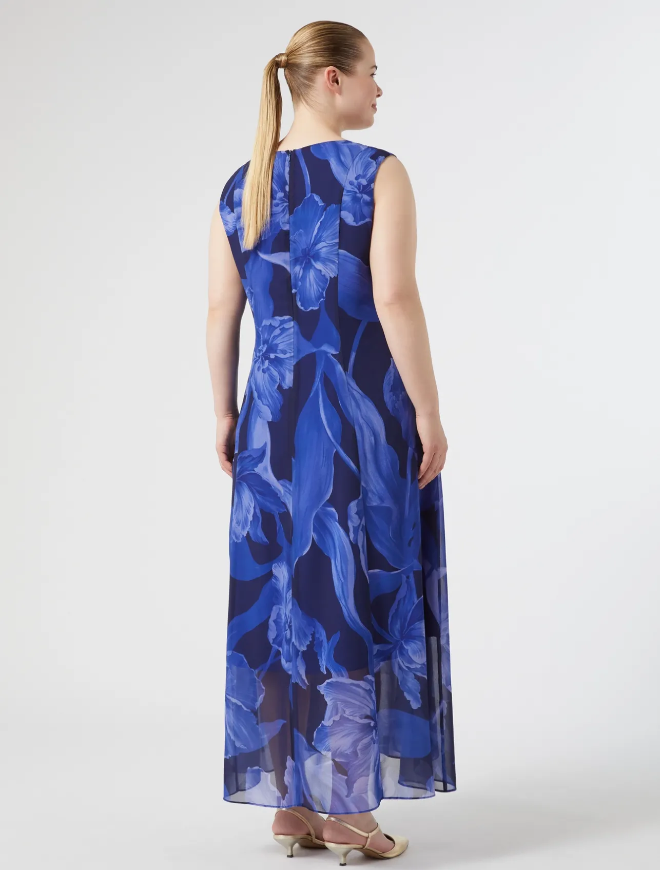 New Marina Rinaldi Printed georgette dress MIDNIGHTBLUE