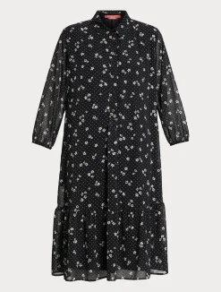 Outlet Marina Rinaldi Printed georgette dress BLACK