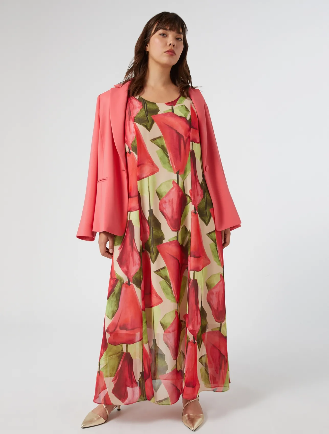 New Marina Rinaldi Printed georgette dress PINK
