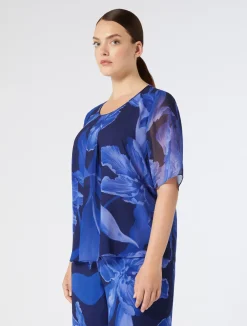 Best Marina Rinaldi Printed georgette top MIDNIGHTBLUE