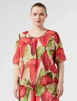 Outlet Marina Rinaldi Printed georgette top PINK