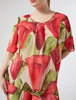 Outlet Marina Rinaldi Printed georgette top PINK