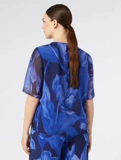 Best Marina Rinaldi Printed georgette top MIDNIGHTBLUE