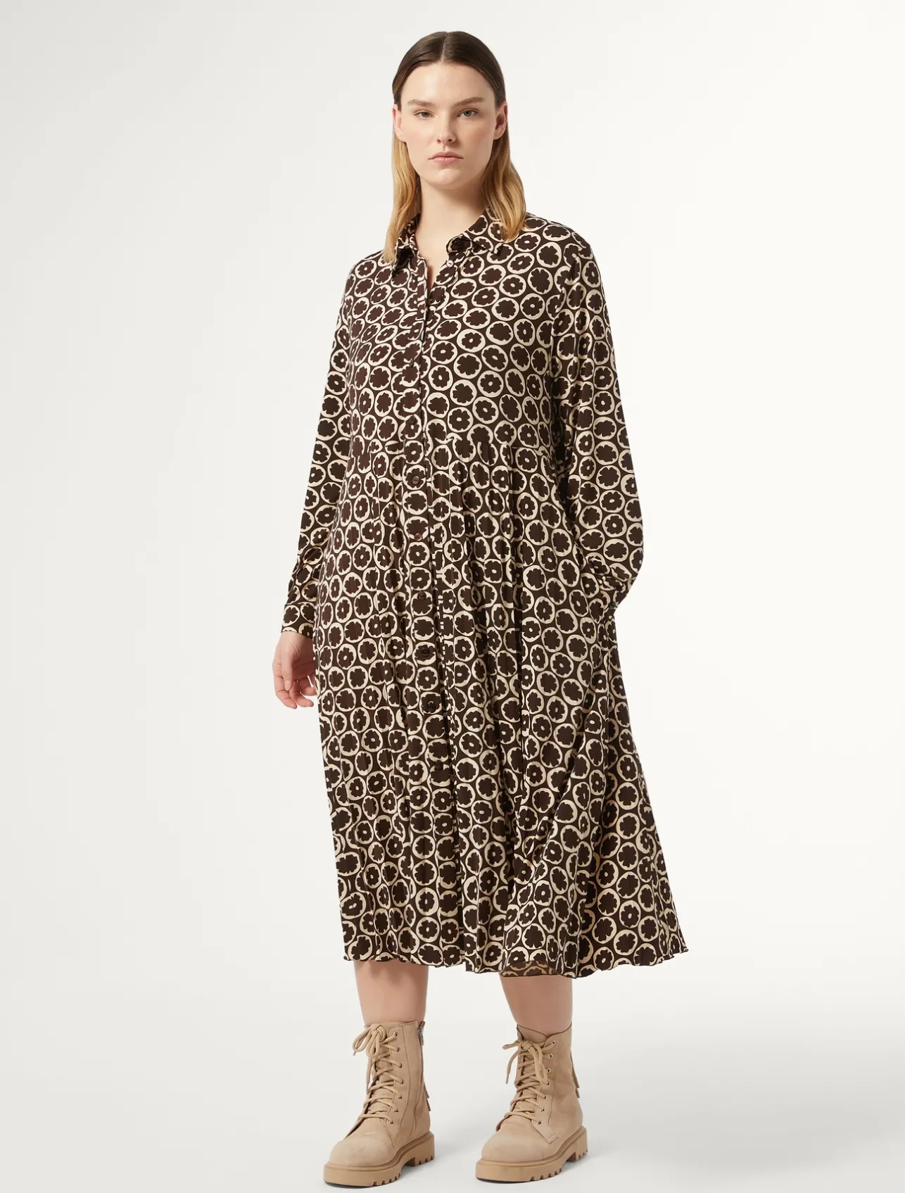 New Marina Rinaldi Printed jersey dress BROWN