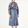 Best Marina Rinaldi Printed jersey fleece skirt CORNFLOWERBLUE